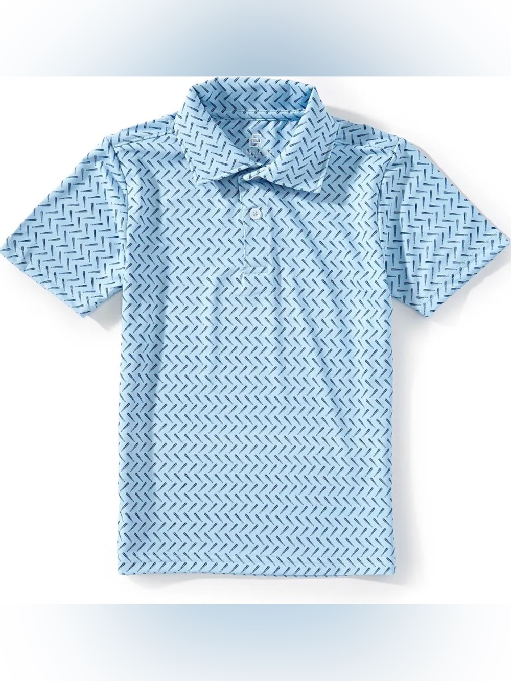 Dillards Class Club Light Blue Short-Sleeve Polo with Navy Baseball Bats - Sz 6